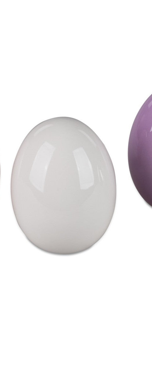 Deko-Eier Keramik H. 11 cm – Pastell Rosa Weiß Lila Silber Spiegelglanz Formano