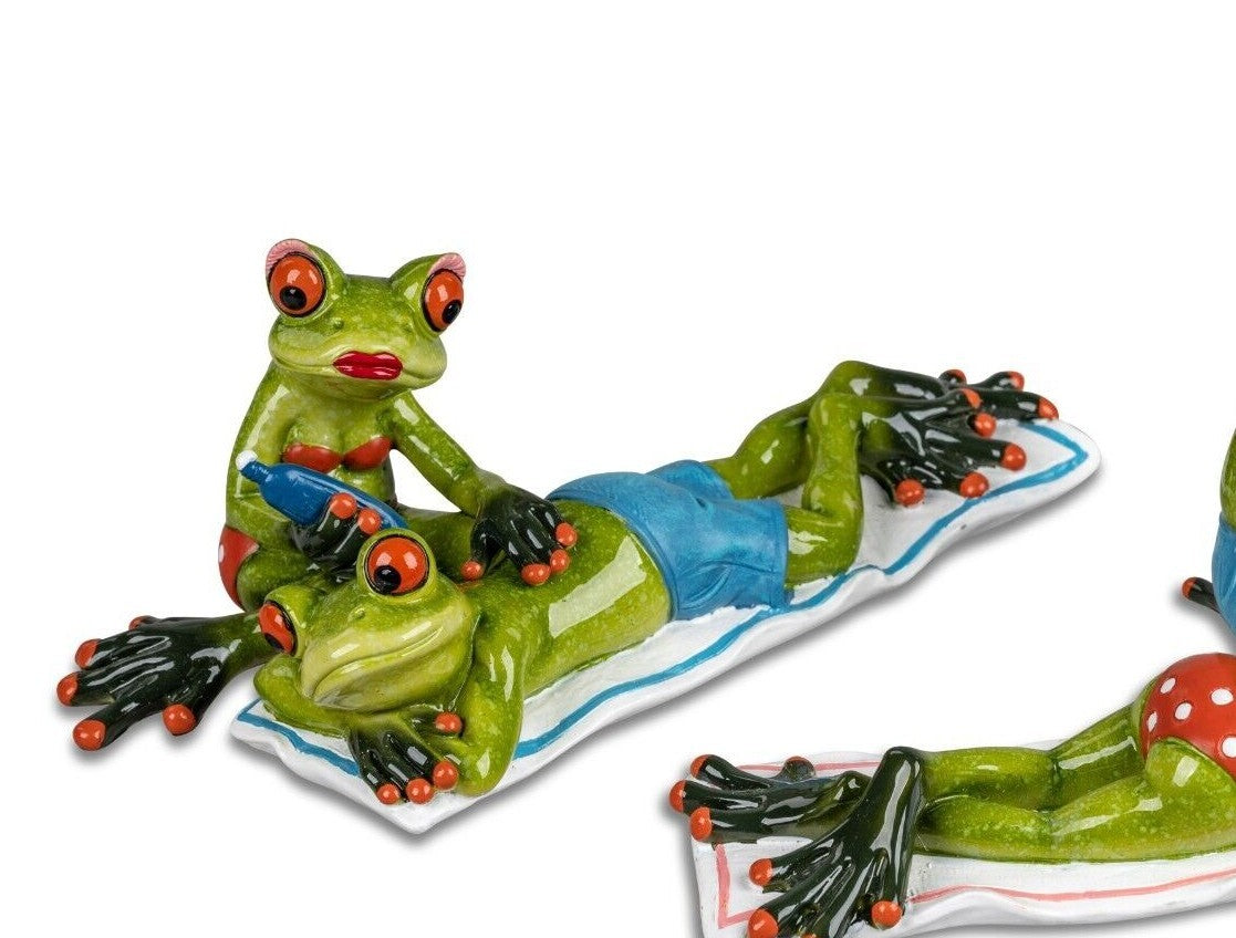 Deko-Figur Frosch auf Liege im Urlaub/ am Strand/ m. KOFFER Geschenke Formano