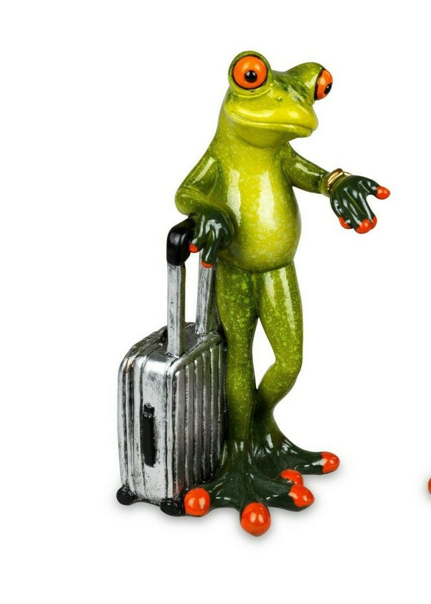 Deko-Figur Frosch auf Liege im Urlaub/ am Strand/ m. KOFFER Geschenke Formano