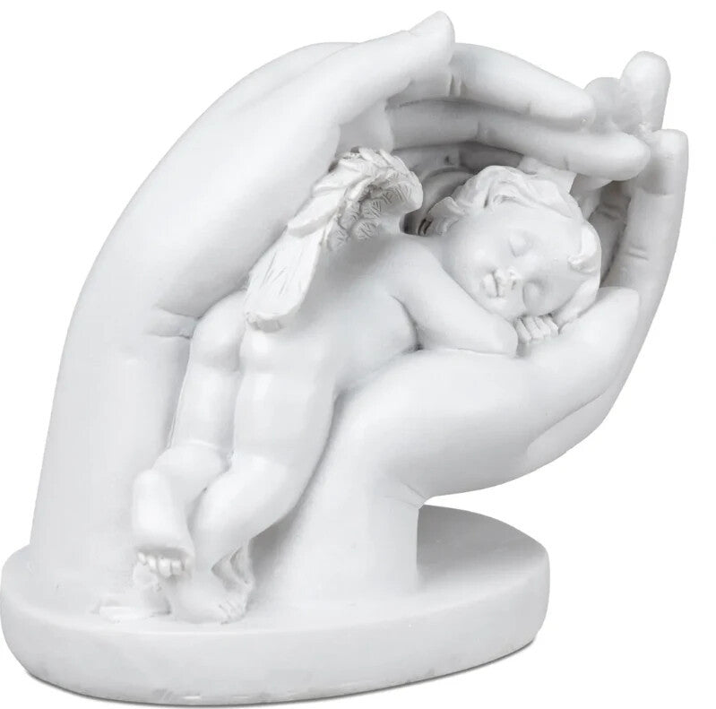 Deko- Engel in der Hand Keramik 12cm Trauer Grabschmuck formano