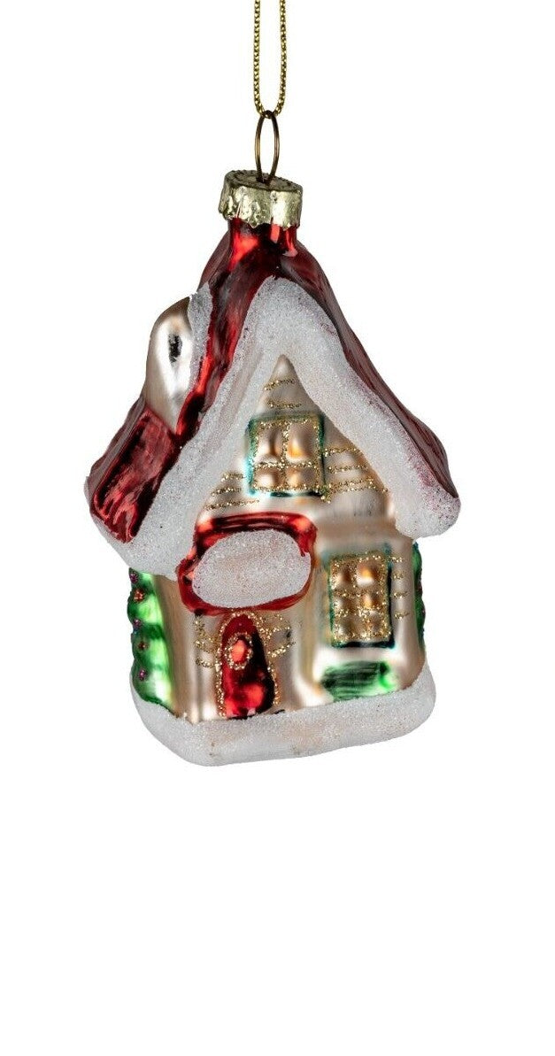 Christbaumschmuck Häuser sort. Glas 8,5 cm Weihnachtsbaum Anhänger Kugel Formano
