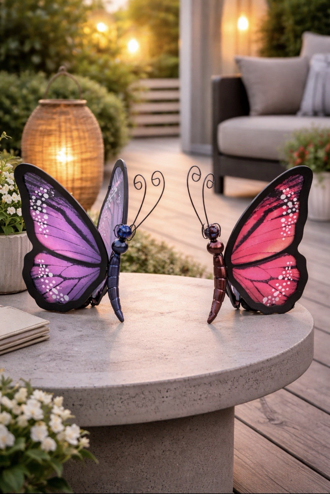 Windlicht Schmetterling 24cm Metall Acryl Teelichthalter Deko Formano