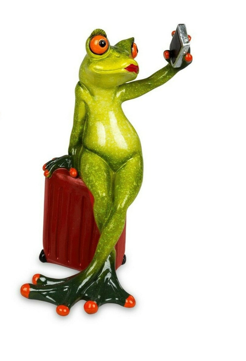 Deko-Figur Frosch auf Liege im Urlaub/ am Strand/ m. KOFFER Geschenke Formano