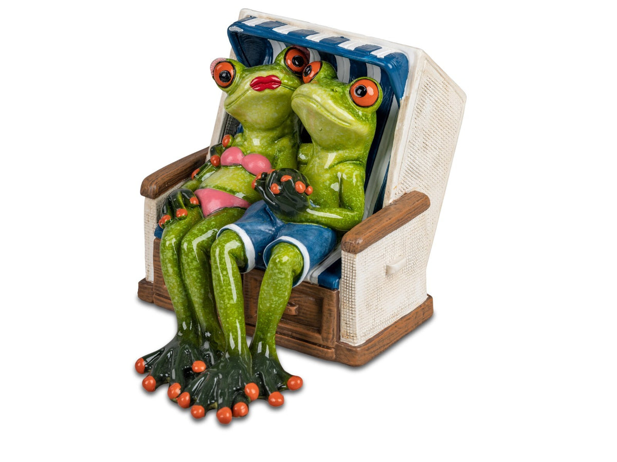 Deko-Figur Frosch auf Liege im Urlaub/ am Strand/ m. KOFFER Geschenke Formano