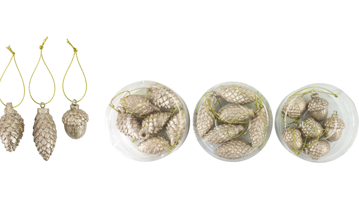 6er SET Hänger Zapfen GOLD 2x5 cm sort. Weihnachtsbaum-Deko Winterzeit Hoff