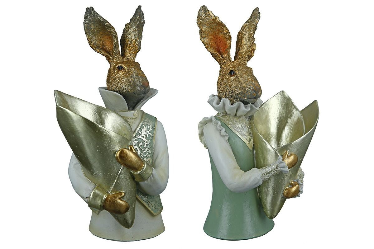 Deko-Figur „Lord und Lady“ mit Tütenvase sort. H.30cm Osterhase Frühjahr GILDE