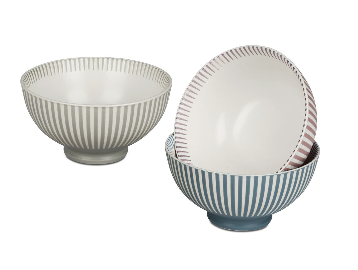 Becher & Schale Stripes Porzellan | Blau Grau Rosa | Geschirr Formano
