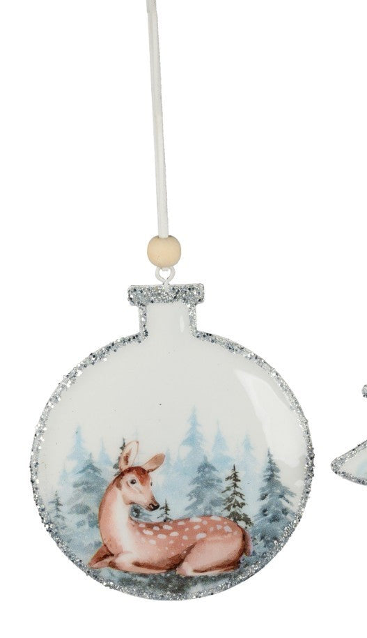 Hänger Herz Stern Tanne Kugel 12 cm Metall Weiß Silber Glitzer Winter Formano