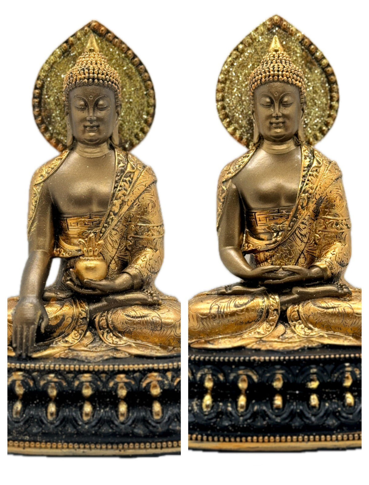 Dekofigur Skulptur Buddha sort. 21,5cm Klassik-Gold mit Glitterformano