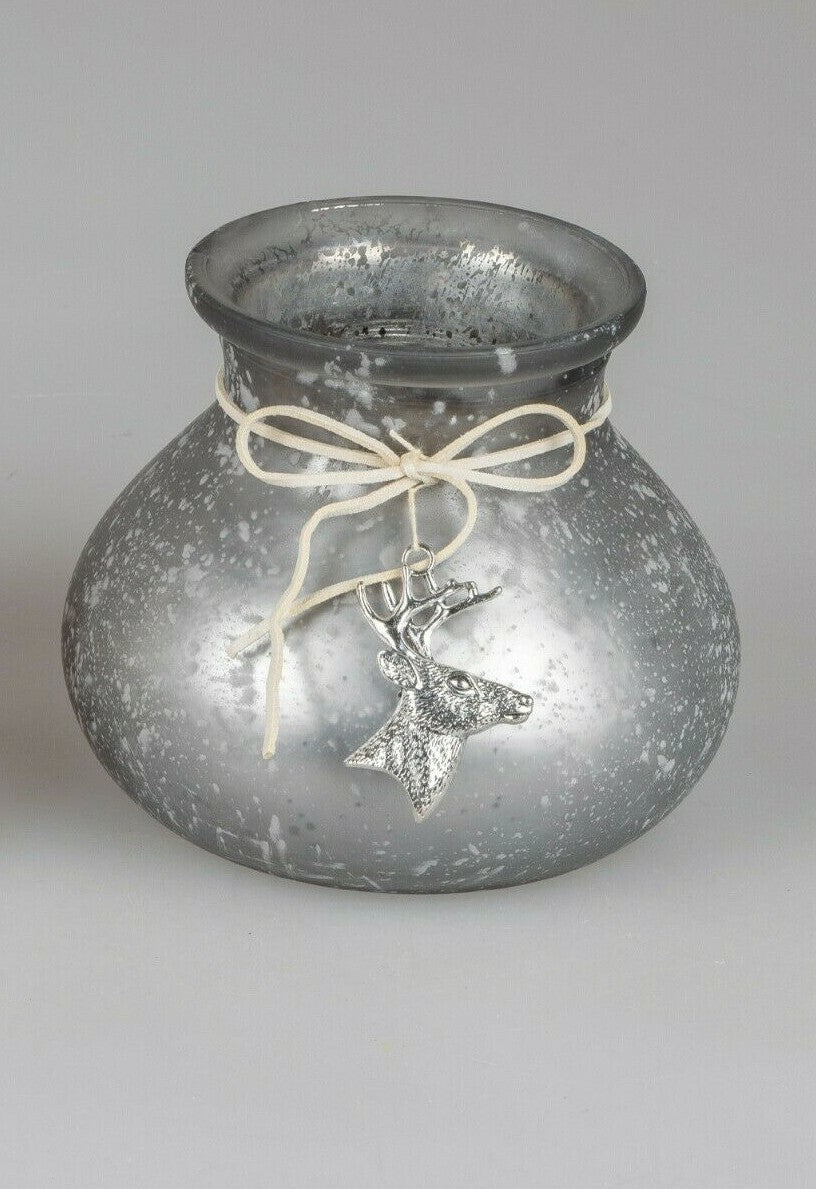Teelichthalter Kerzenhalter Hirsch & Stern aus Glas 11- 13cm Winterzeit Formano