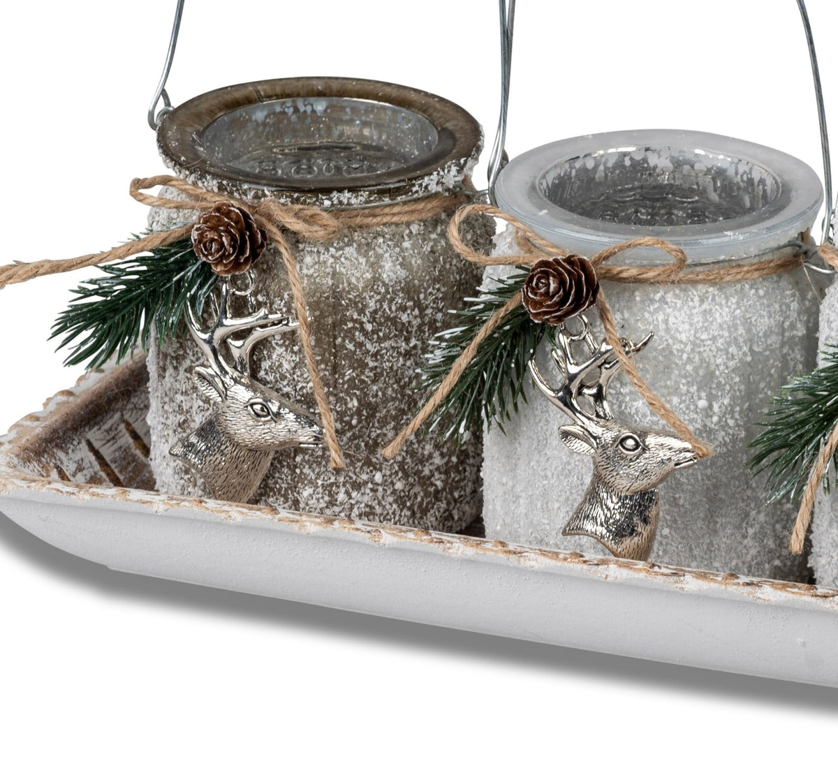 5tlg. SET Adventsleuchter Platte m. 4 Teelichtleuchtern aus farbglas Formano