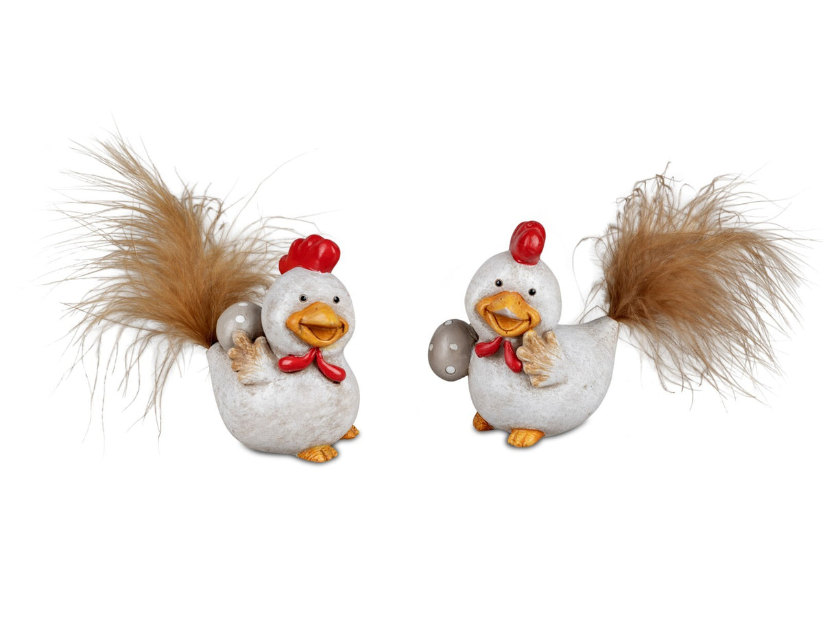 Deko-Figur Lustige Hühner mit Federn 7cm sort. Ostern Frühjahr Dekor Formano