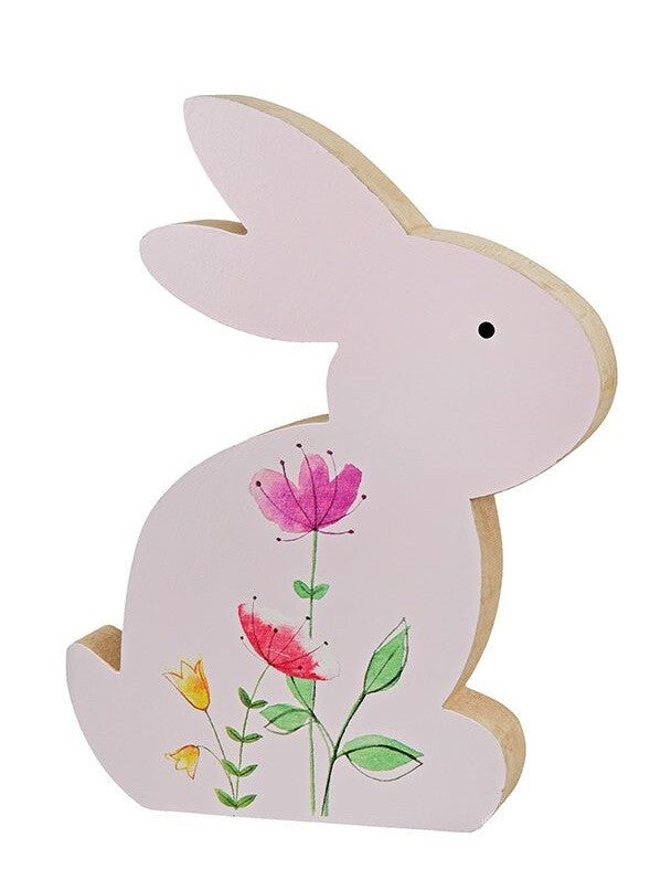 Deko-Figur Holz Hase 17cm sort. weiß oder rosa Oster Frühjahr Oster-Deko GILDE
