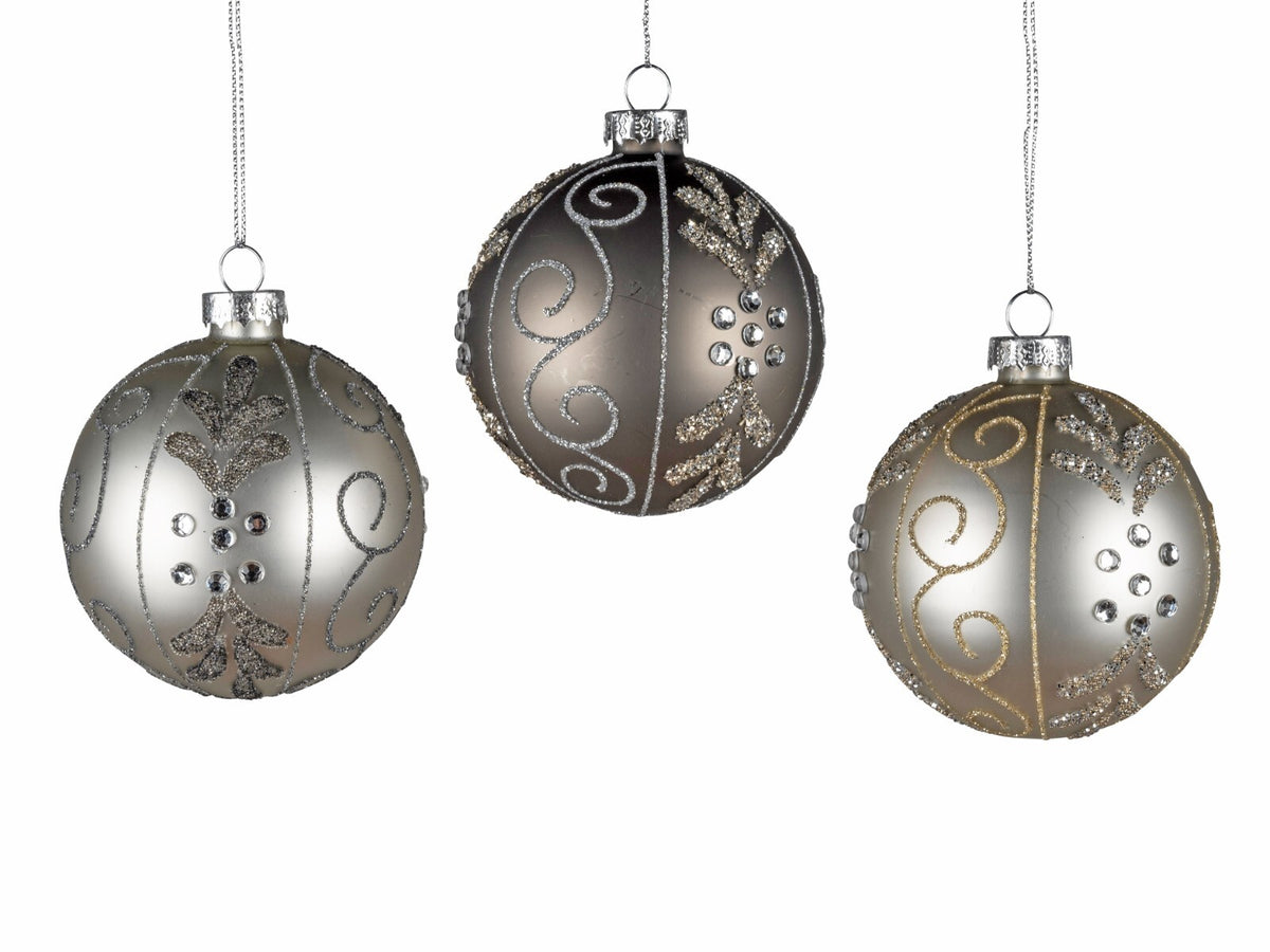 Hänger Glas-Kugel m. Strass D.8cm sort. Christbaumschmuck Weihnachtskugel Forman