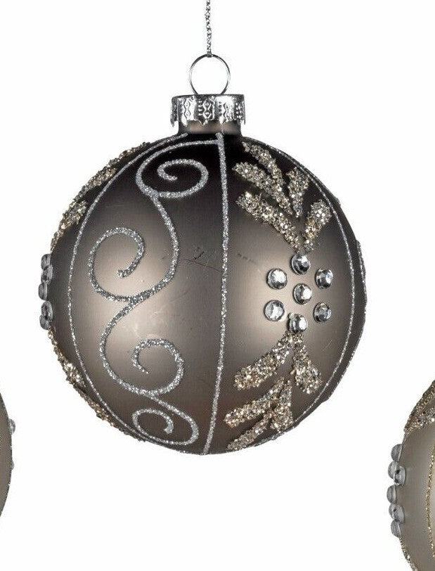 Hänger Glas-Kugel m. Strass D.8cm sort. Christbaumschmuck Weihnachtskugel Forman