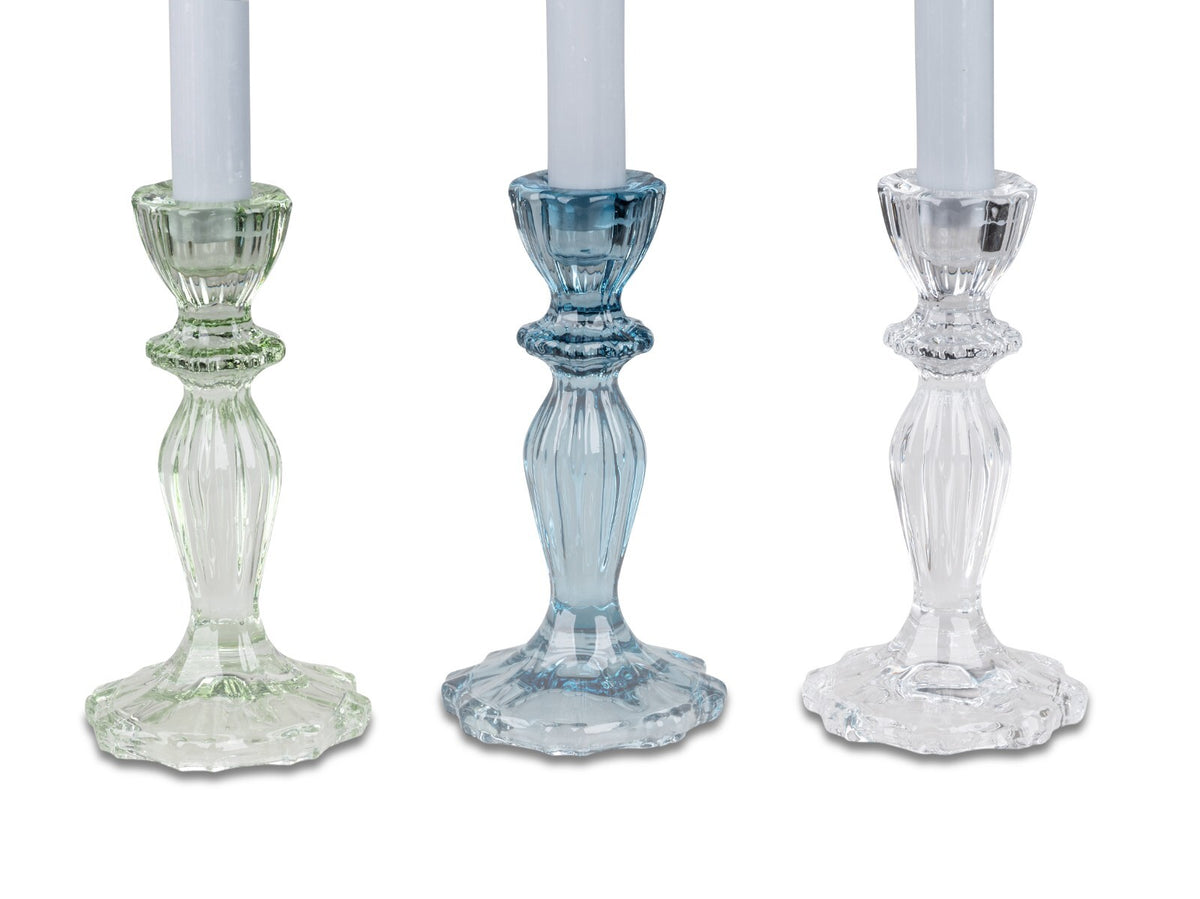 Deko Kerzenleuchter Kristall-Style H. 16cm Stabkerzenhalter aus Glas formano