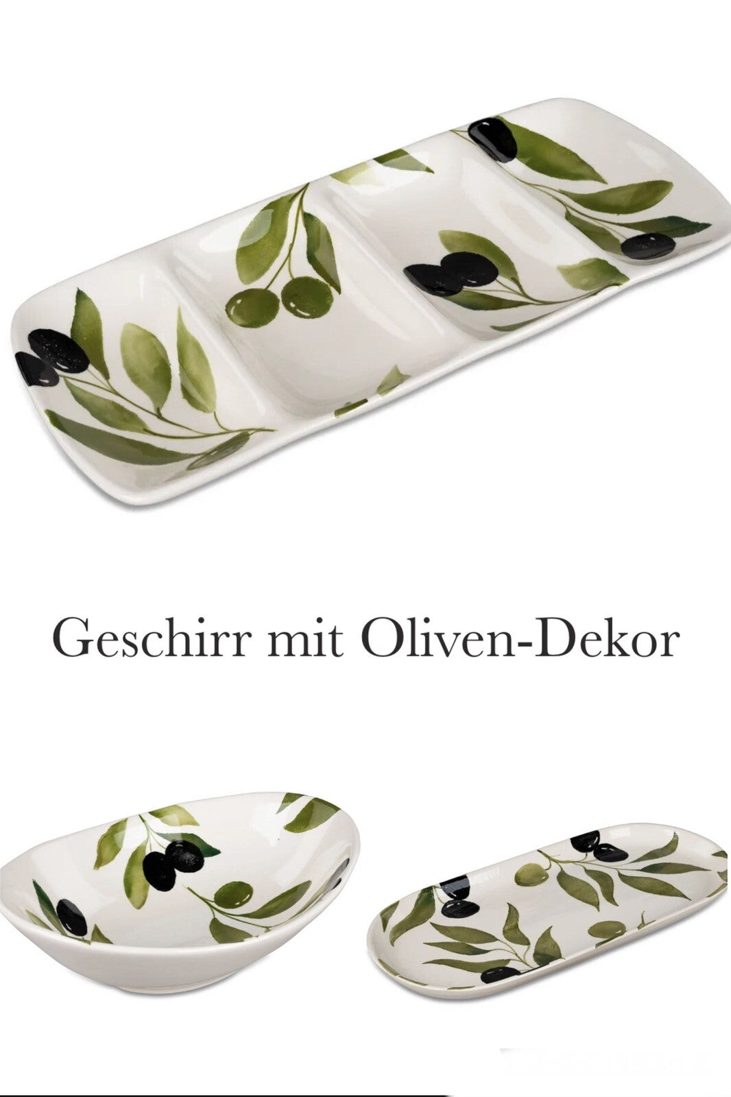 Deko Schale/ Servierplatte /Kuchenplatte eckig Oliven - Dekor Geschirr Formano