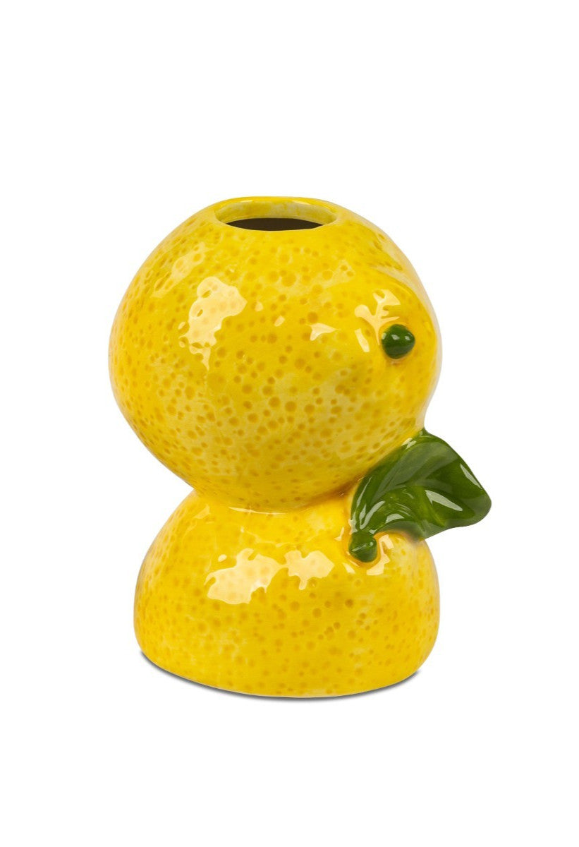 Deko Vase Zitrone OBSTGARTEN 11cm aus glasierter Keramik Gelb sort. Formano