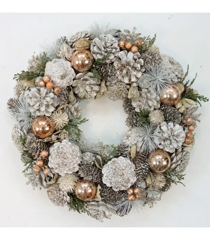 Adventskranz "CARNEL" 34x3 4cm m. Kugeln & Zapfen – Weihnachten Winter Deko Hoff