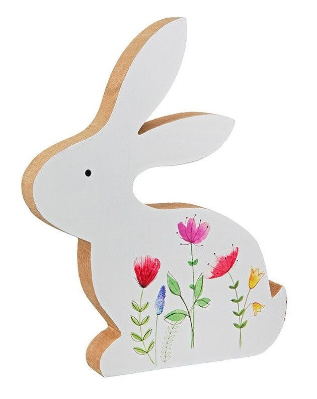 Deko-Figur Holz Hase 17cm sort. weiß oder rosa Oster Frühjahr Oster-Deko GILDE
