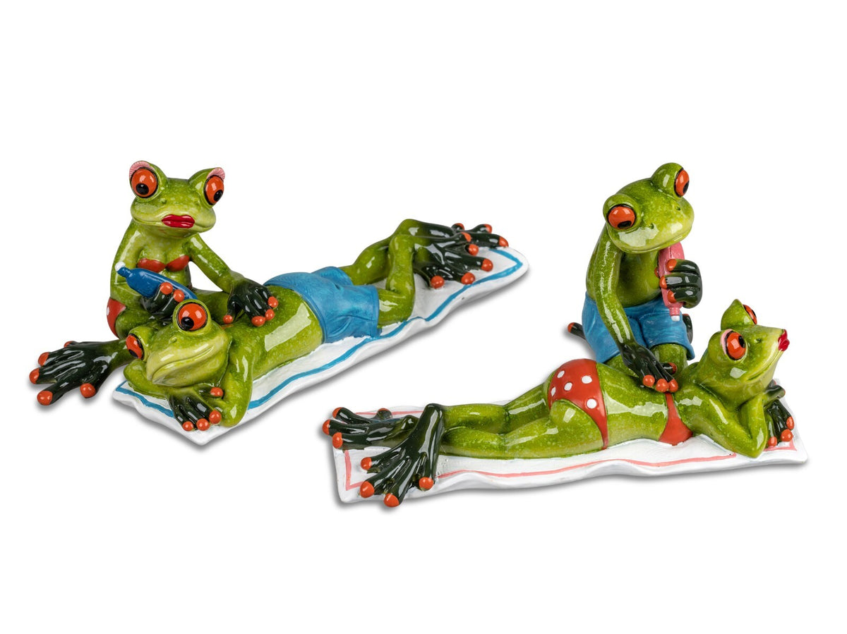 Deko-Figur Frosch auf Liege im Urlaub/ am Strand/ m. KOFFER Geschenke Formano