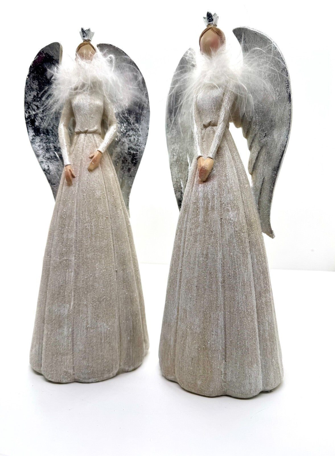Dekofigur Engel Figur 26,5 cm sort. m. Feder Klassik-creme formano