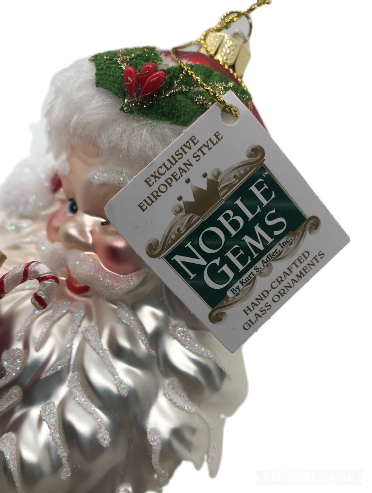 Anhänger Santa Kopf aus Glas 14cm Weihnachtsbaumkugel Ornament Kurt S. Adler