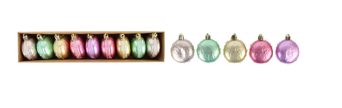9 tgl. SET Hänger "Macaron" 5,5x5cm sort. Weihnachtsbaum Kugeln Winterzeit Hoff