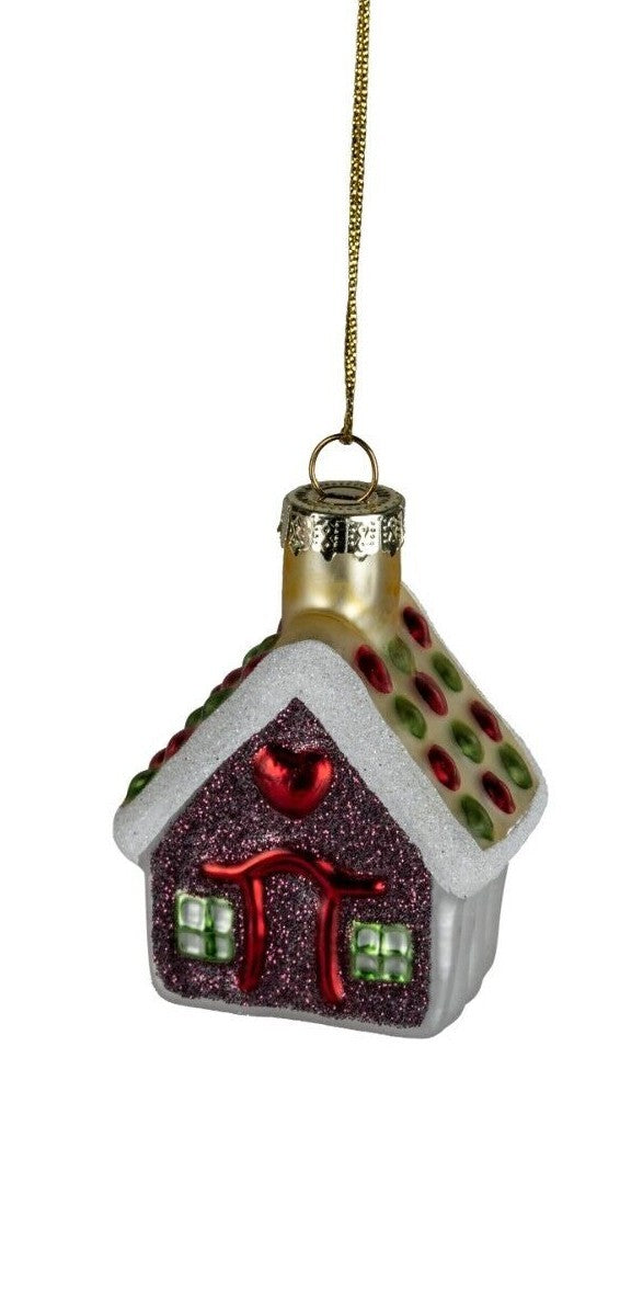 Christbaumschmuck Häuser sort. Glas 8,5 cm Weihnachtsbaum Anhänger Kugel Formano