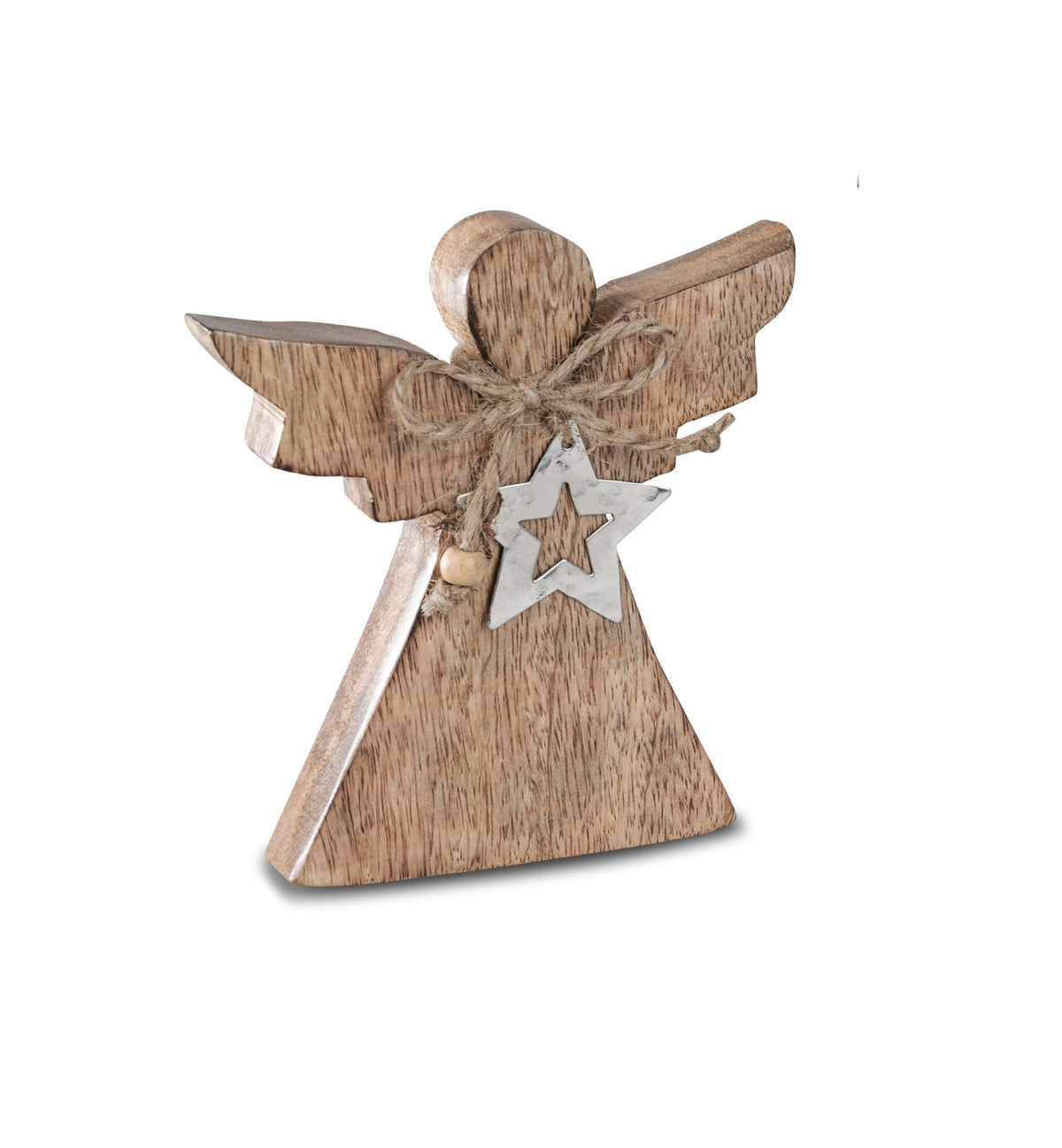 Engel aus Mango Holz & Alu Stern 12 oder 15 cm Deko Figur Geschenk Formano
