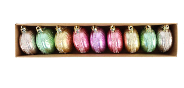 9 tgl. SET Hänger "Macaron" 5,5x5cm sort. Weihnachtsbaum Kugeln Winterzeit Hoff