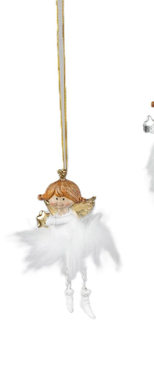 Hänger Deko-Engel FESTIVAL 12,5cm Weiß-Gold Christbaumschmuck Formano