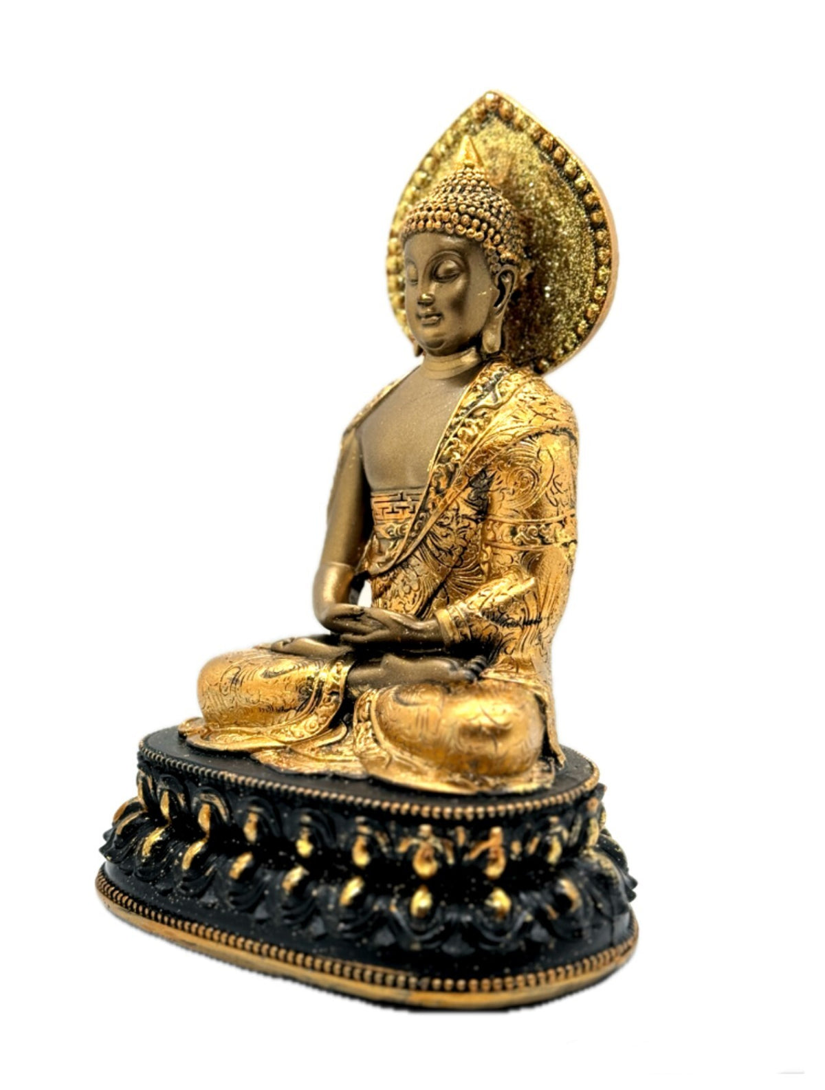 Dekofigur Skulptur Buddha sort. 21,5cm Klassik-Gold mit Glitterformano