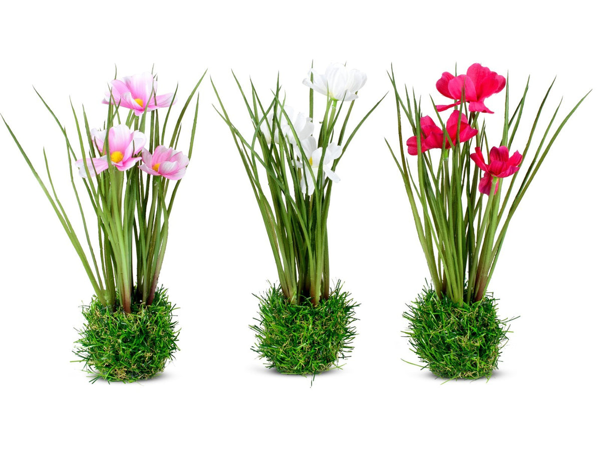 Cosmea sort. 24 cm auf Grassockel Kunstblumen Frühjahr Formano