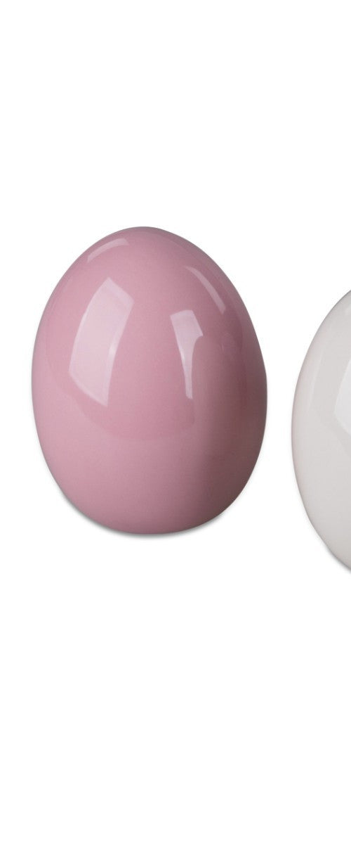 Deko-Eier Keramik H. 11 cm – Pastell Rosa Weiß Lila Silber Spiegelglanz Formano
