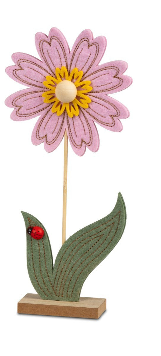 Deko-Filz Blume H. 27 cm auf Fuß mit Holz-Sockel sort. Formano