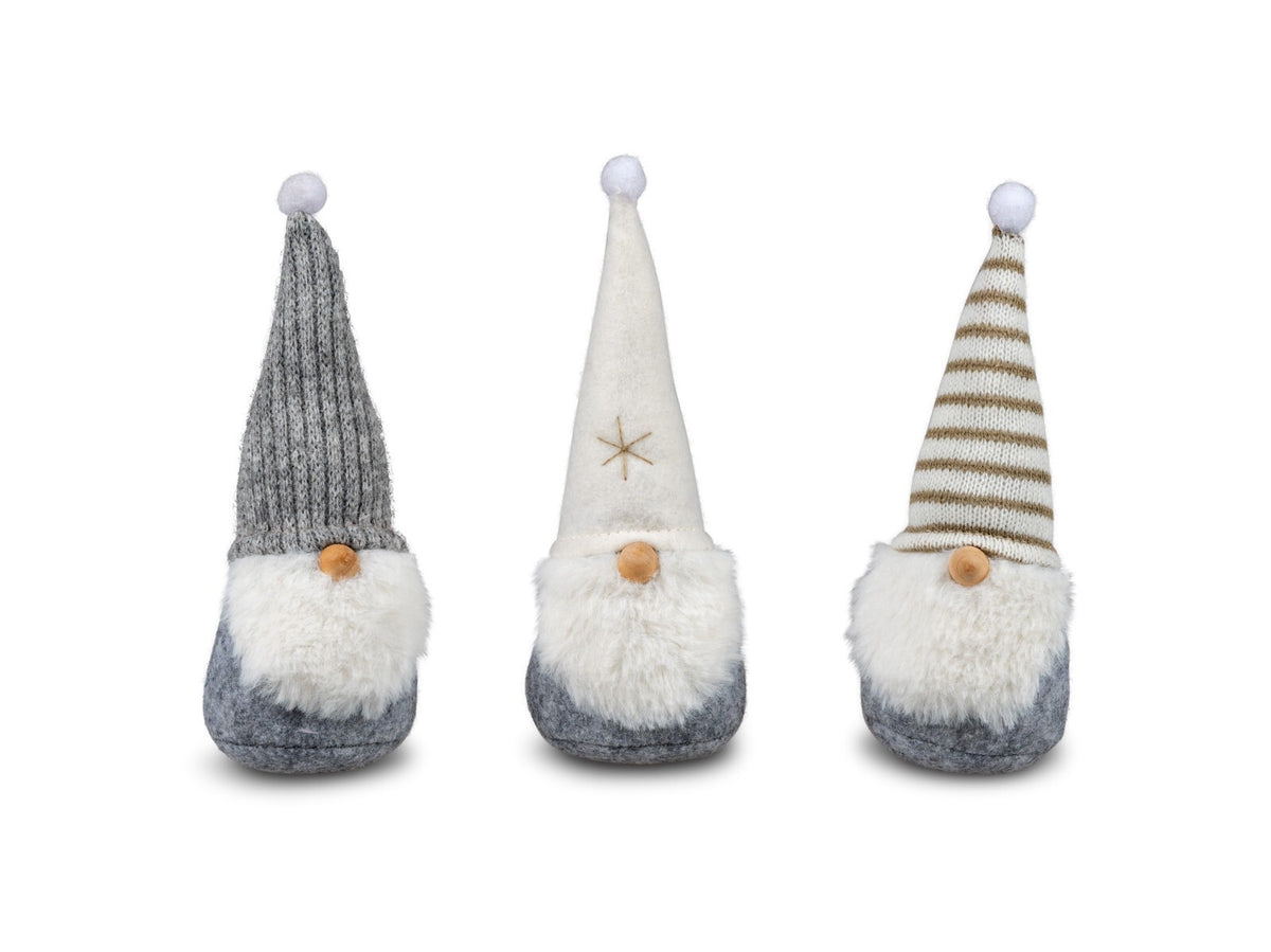 Deko Wichtel 18 cm m. einem weißen Bart + Mütze aus Textil Winterzeit formano