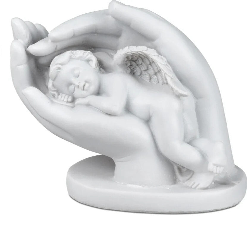 Deko- Engel in der Hand Keramik 12cm Trauer Grabschmuck formano