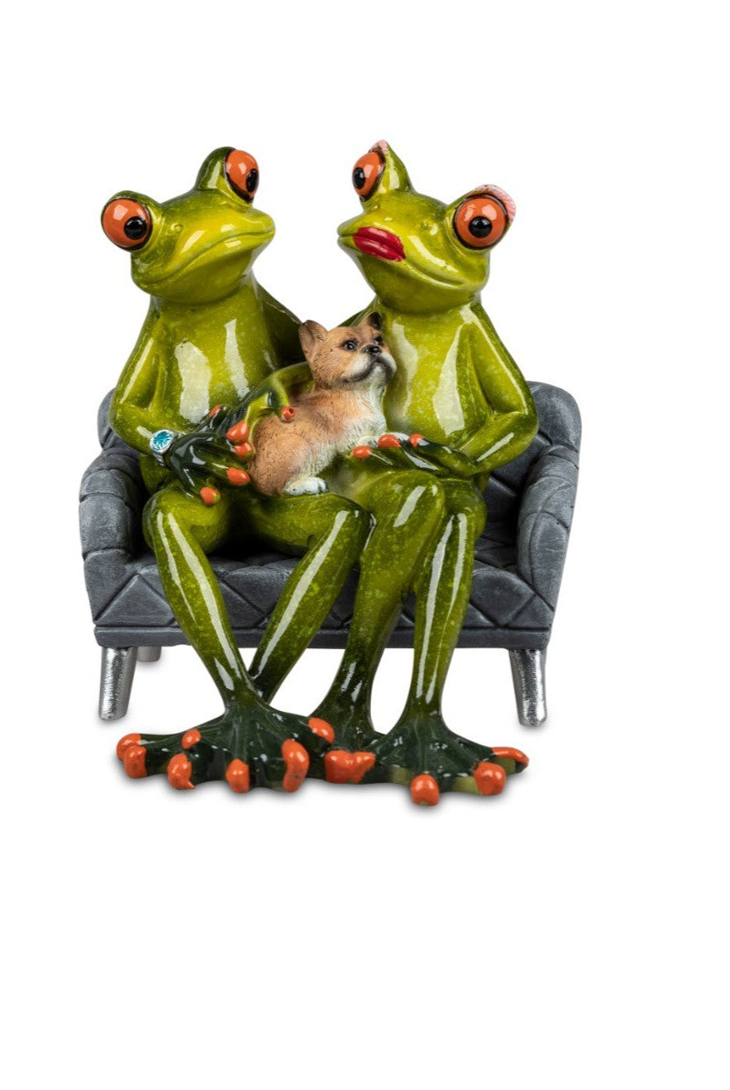 Deko-Figur Frosch sort. mit Hund Katze Froschpaar Sofa Dekofigur Formano