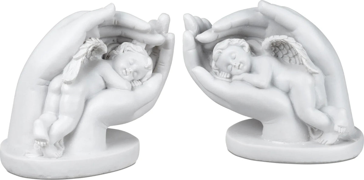 Deko- Engel in der Hand Keramik 12cm Trauer Grabschmuck formano