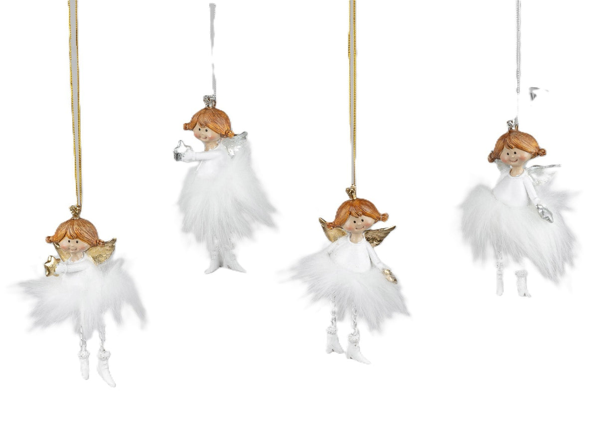 Hänger Deko-Engel FESTIVAL 12,5cm Weiß-Gold Christbaumschmuck Formano
