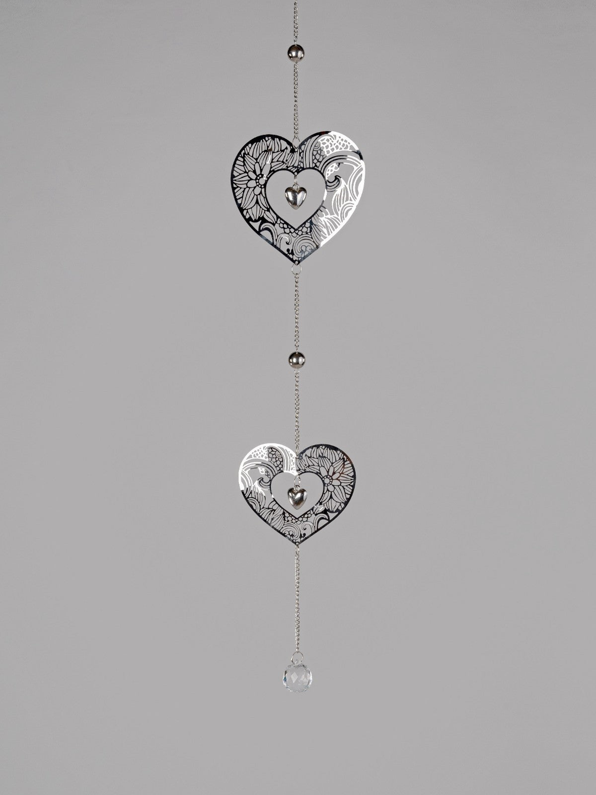 Deko Hänger HEARTS mit 2 Herzen L. 70cm aus Edelstahl Formano