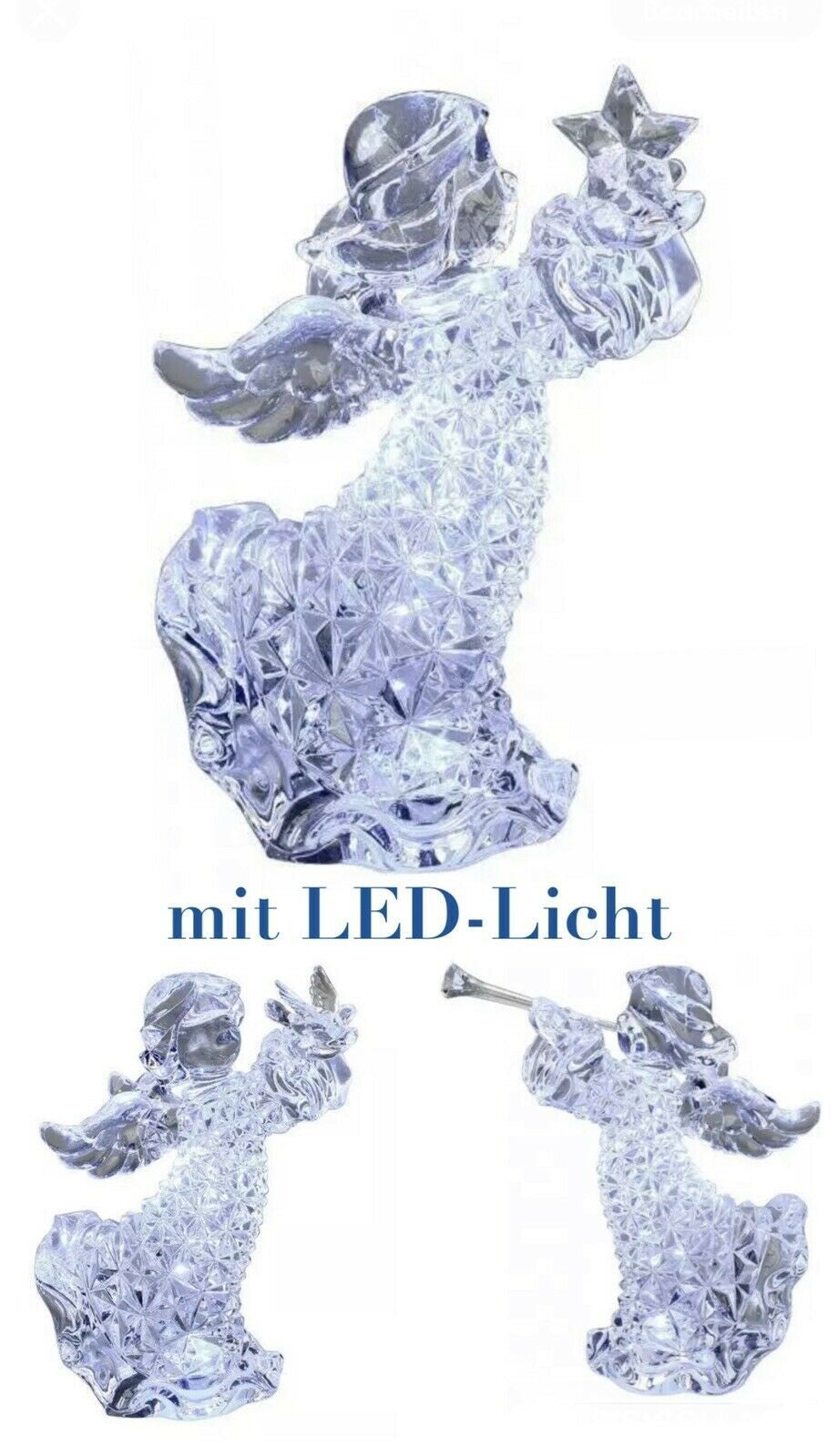 LED Weihnachtsengel Deko Figur mit Stern aus Acryl Diamant stehend H.16cm Forma