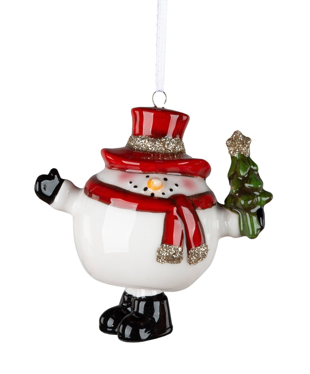 Deko Hänger Glocke Schneemann 9cm mit Glitter Winterzeit Formano