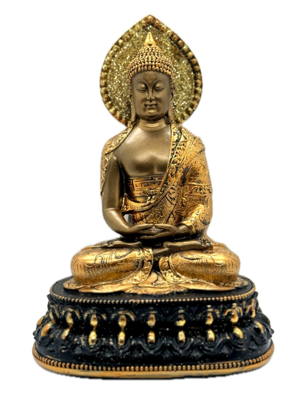 Dekofigur Skulptur Buddha sort. 21,5cm Klassik-Gold mit Glitterformano