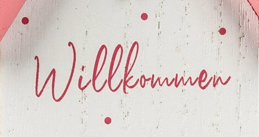 Deko Haus mit Spruch H. 19 cm weiß bunt m. Blumen aus Holz Formano