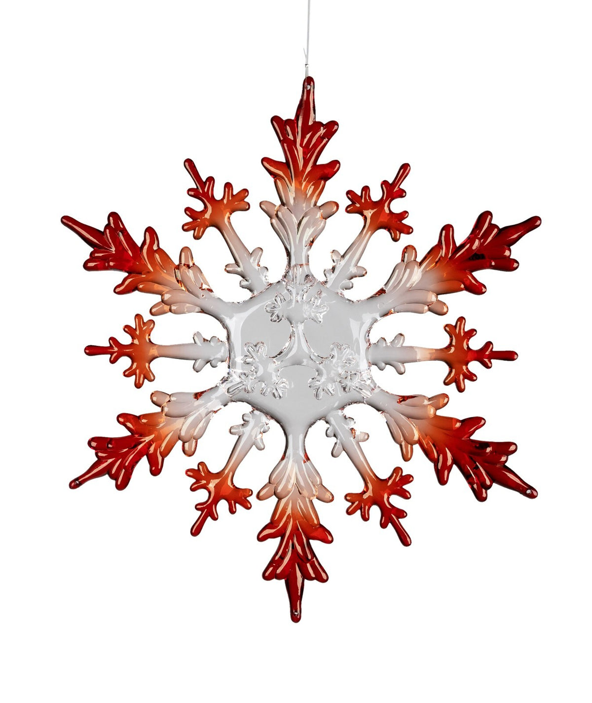 Deko Hänger Eiskristall, Schneestern 20cm klar-rot Acryl Formano