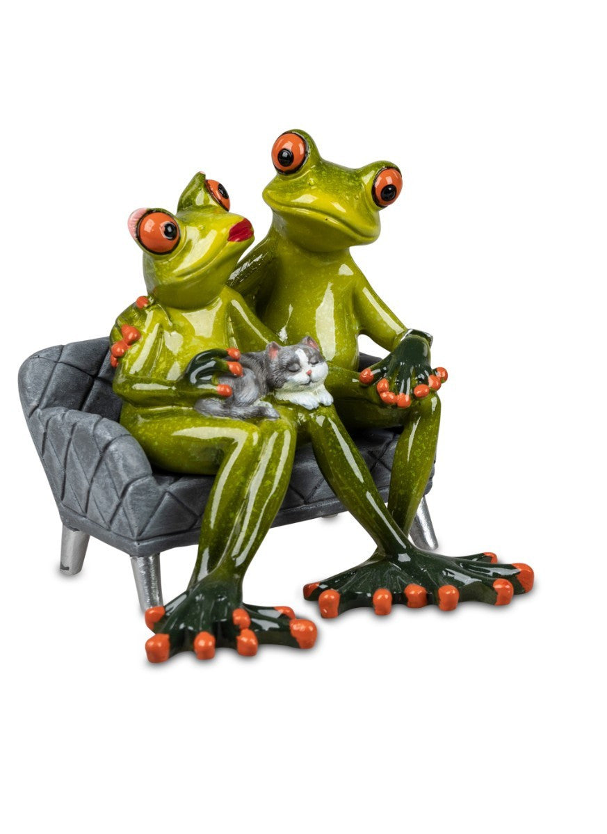 Deko-Figur Frosch sort. mit Hund Katze Froschpaar Sofa Dekofigur Formano