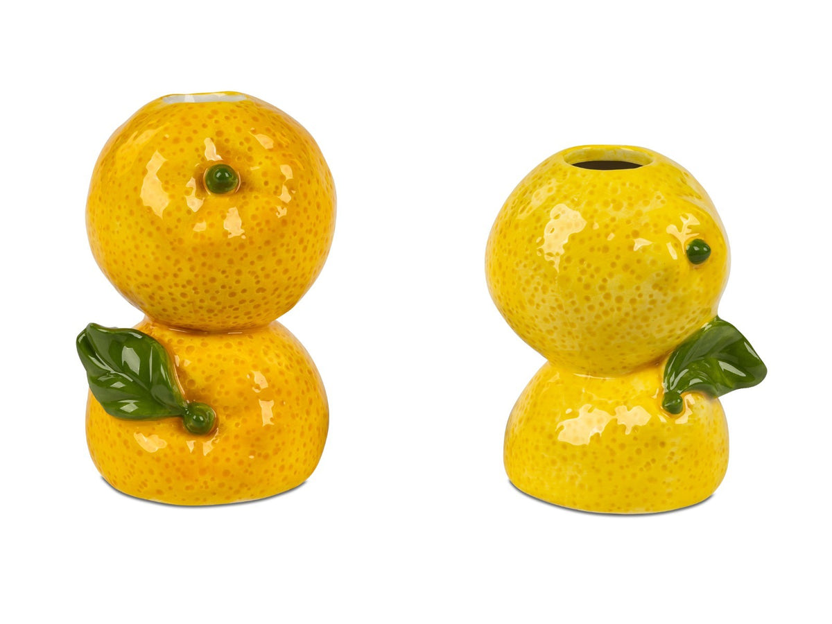 Deko Vase Zitrone OBSTGARTEN 11cm aus glasierter Keramik Gelb sort. Formano