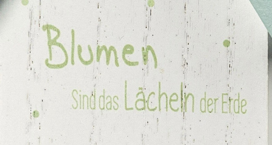 Deko Haus mit Spruch H. 19 cm weiß bunt m. Blumen aus Holz Formano